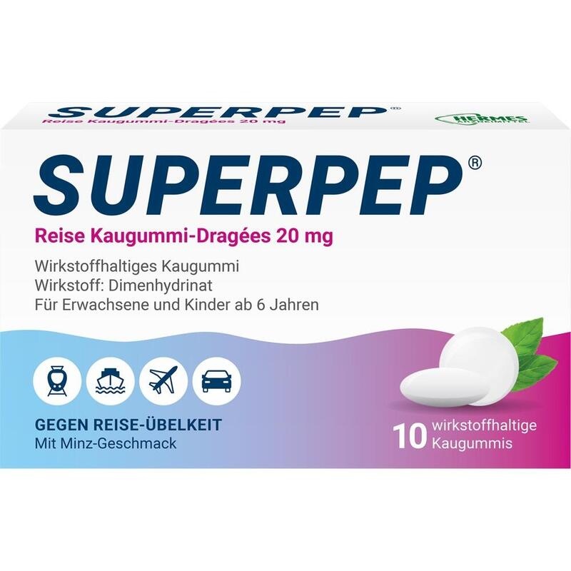 SUPERPEP Reise Kaugummi Dragees 20 mg