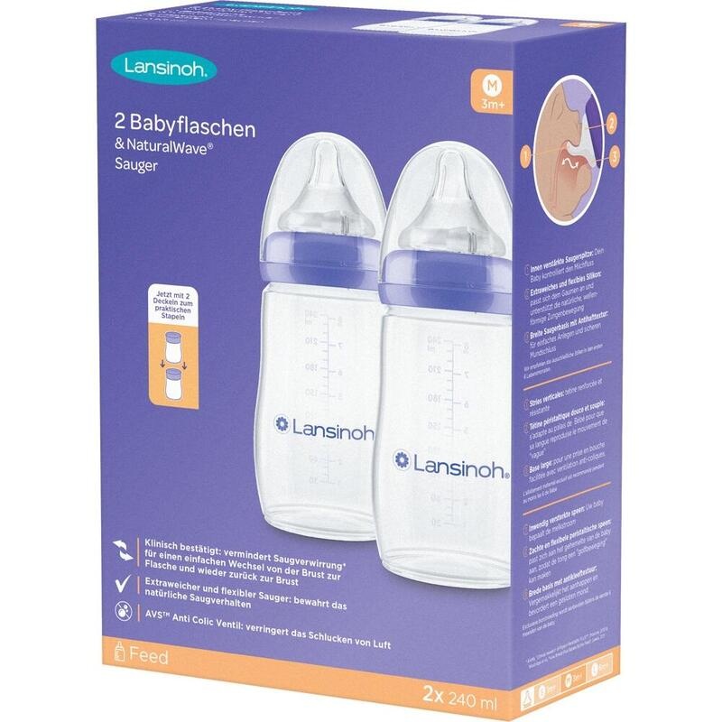 LANSINOH NaturalWave Babyflaschen 240ml & Sauger M