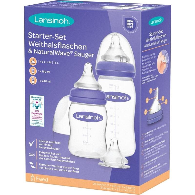 LANSINOH NaturalWave Starter-Set Babyfla.&Sauger