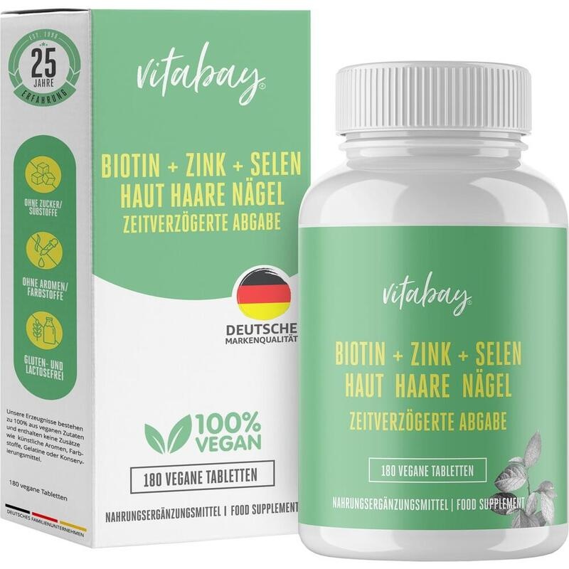 BIOTIN+ZINK+Selen Haut+Haare+Nägel vegan Tabletten